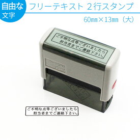 フリーテキスト 2行用スタンプ (大) 60mm×13mm スキナスタンプ 自由な文字 事務用品 キャップレス オーダーメイド