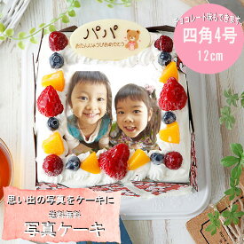 送料無料 写真ケーキ 4号 誕生日ケーキ 四角 フルーツ 生クリーム バースデーケーキ デコ レーション 誕生日 スイーツギフト お菓子 お取り寄せ内祝 フォト プリント 1 歳 赤ちゃん 写真ケーキ 国産小麦使用