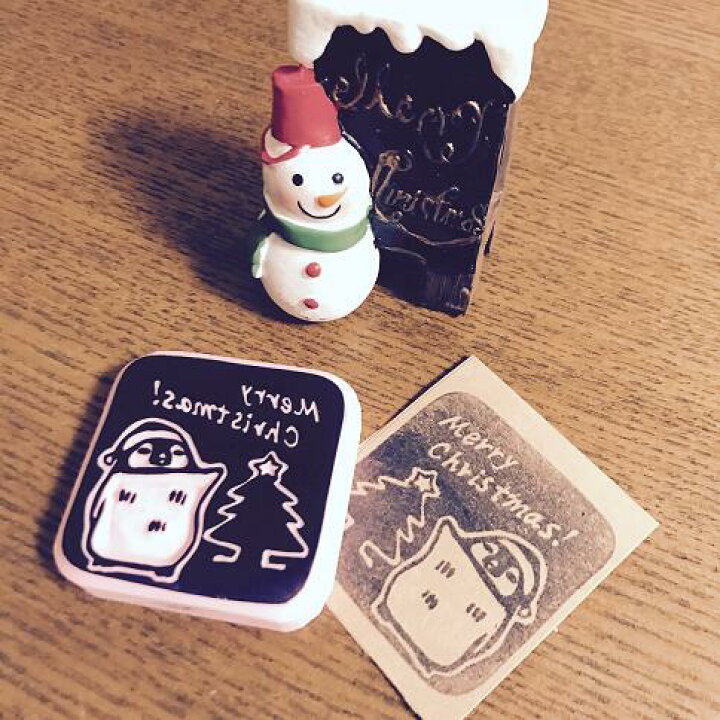 楽天市場 スタンプ 消しゴムはんこ かわいい クリスマス ペンギン 雪だるま 消しゴムはんことギフトのエピリリ