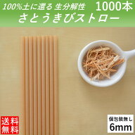【100％土に還るストロー】 生分解性 さとうきびストロー 管径6mm 長さ210mm 1000本 個別包装無し カフェ…
