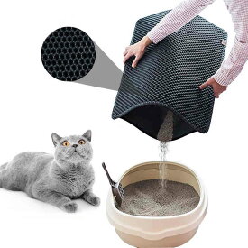 飛び散り防止 便利 2層タイプ トイレマット 滑り止め 猫用砂取りマット 防汚 猫用砂取りマット 清潔 防水 散らからない 長方形 砂落とし 無地