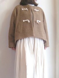 BEATRICE ベアトリス ツィード ノーカラー ショート コート ジャケット Mサイズ キャメル 送料無料 レディース