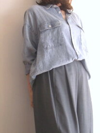 C.C.CROSS シーシークロスエアリー デニム シャツ ブラウス Mサイズ 洗える ライト ミディアム レディース 送料無料