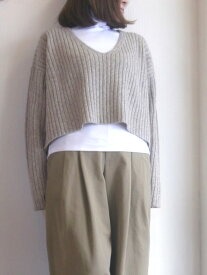 C.T.plage ctplage シーティープラージュヤク ショート丈 Vネック セーター ワイドリブ ウォッシャブル イタリア糸 杢調 人気 ニット ベージュ ダークブラウン レディース 秋冬送料無料