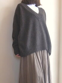 C.T.plage ctplage シーティープラージュヤク 前後2way ニット 後ボタン Vネック セーター カーディガン ウォッシャブル イタリア糸 杢調 オーバーサイズ 人気 ニット ゆったり ダークブラウン レディース 秋冬送料無料