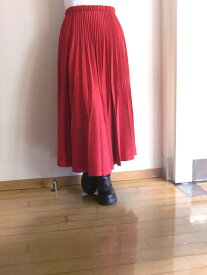 koyuki コユキ ソフトスエード 変形親子 プリーツ スカート ロング スカート レッド レディース ゆるっと らくちん 送料無料