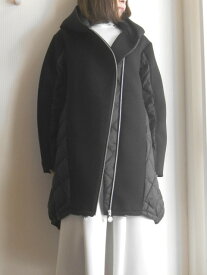 MARECHAL TERRE マルシャルテルダウン/ダンボールニット 異素材コンビ フード コート ダウンコート パーカー ブラック Mサイズ 人気 軽い 暖かい レディース 送料無料