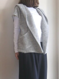 PUPULA pupula ププラアルパカ シャギー フード ベスト ジレ Mサイズ グレー 洗える レディース 送料無料