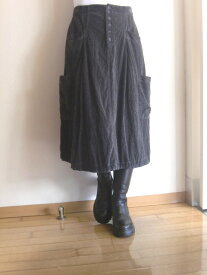 TRANSIT PAR-SUCH トランジット パーサッチレーヨン/コットン コーデュロイ スカート バルーン 後ギャザー イタリア製 製品洗い Mサイズ グレー 手洗い可 送料無料 レディース