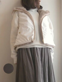 C.C.CROSS シーシークロスレザー/ファー リバーシブル コンパクト ベスト エコレザー/エコファー 中綿 フードベスト ホワイト ブラウン 9号 Mサイズ おしゃれ レディース 送料無料