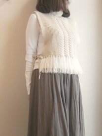 SIWALY fluid シワリー フルイドローゲージ ハイネック ニット ベスト ケーブル編み フリーサイズ レディース 送料無料