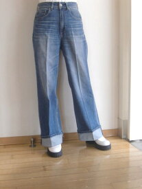 C.C.CROSS シーシークロス ロールアップ ワイド デニム パンツ インディゴ ミディアム XS S M L XL センタープレス レディース 送料無料