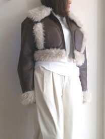 SALE セール 50%OFFkoyuki コユキエコレザー ムートン ショート丈 ブルゾン ブラウン 9号 Mサイズ おしゃれ きれいめ レディース 送料無料