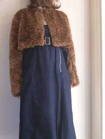 SALE セール 50%OFFkoyuki コユキエコファー ノーカラー ショート丈 ジャケット ブラウン 9号 Mサイズ おしゃれ きれいめ レディース 送料無料