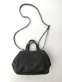 les basiques レバジックBOX型 レザー ハンドバッグ 定番 小 ショルダーベルト付き Black 牛革 バッグ 人気 レディース 送料無料