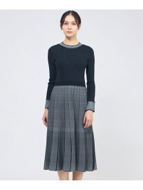 プリーツライクジャカード ニットワンピース EPOCA エポカ ワンピース・ドレス ワンピース ネイビー ベージュ【送料無料】[Rakuten Fashion]