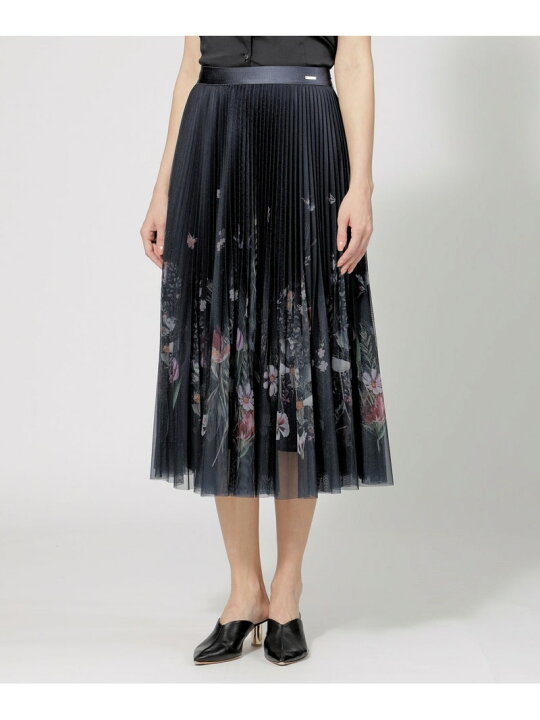 楽天市場】【SALE／35%OFF】チュールフラワープリント プリーツ  