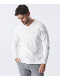 【SALE／50%OFF】千鳥ジャカードVネックロンT EPOCA UOMO エポカ トップス カットソー・Tシャツ ホワイト ブラック【RBA_E】【送料無料】[Rakuten Fashion]