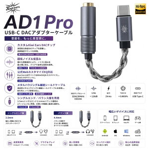 �y���������zKiwi Ears AD1 Pro USB-C DAC�A�_�v�^�[�P�[�u�� �w�b�h�z���~�j�A���v �J�X�^��DAC�`�b�v���ځE����Web�J�X�^�}�C�YEQ�Ή��E����m�C�Y�݌v�̃|�[�^�u��IEM�A���vIEM���D�Ƃ���щ��y��