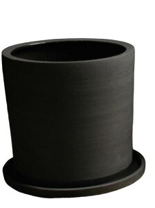 植木鉢 おしゃれ 陶器鉢 <Stone Ware Ceramic C1301 6号鉢用 Φ24×h23 White Black 底穴あり 受け皿付 > 鉢カバー ナチュラル モダン シンプル 室内 屋外 多面体 直植え可能 stem 鉢
