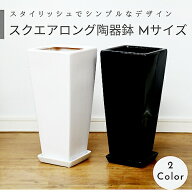 ＼父の日ギフト／スクエアロング陶器鉢 Mサイズ 選べる2カラー【受け皿付き 鉢底ネット付き】 中型 シン…