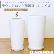 ラウンドロング陶器鉢 LLサイズ 8号ロングサイズ 9号鉢【受け皿付き 鉢底ネット付き】 中型 大型 シンプ…