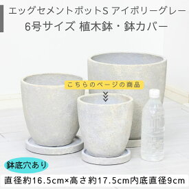 植木鉢 エッグ セメントポット アイボリーグレー 6号鉢 鉢カバー ラウンドS 丸鉢 小型 植木鉢 穴あり 観葉植物用 玉子型 鉢 多肉用 ボックス アンティーク おしゃれな植木鉢 石柄 おしゃれなデザイン鉢 単品 ガーデニング 丈夫な鉢 玄関鉢 ※同梱不可
