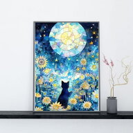 フル フェアリーダストビーズ ダイヤモンドアートキット A3 ネコ ダイヤモンドアート 猫 初心者 セット …