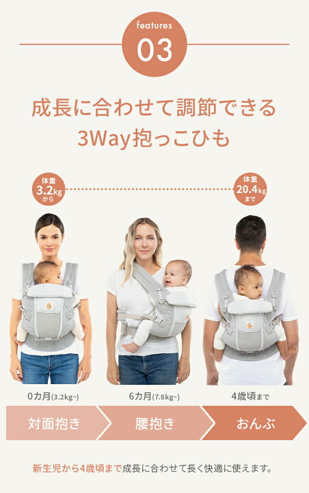 楽天市場】【公式】 エルゴベビー アダプト ソフトタッチ 抱っこ紐 