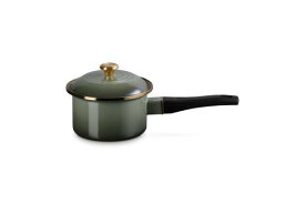 ル・クルーゼ(Le Creuset) ホーロー 鍋 EOS ソースパン 14 cm タイム ゴールドツマミ ガス IH 対応