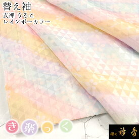 衿秀 公式 き楽っく 替え袖 きらっく 定番 替袖 虹 レインボー 友禅 うろこ 地紋 洗える 日本製 和装小物 和小物 えりひで 襟の衿秀 すなお きものすなお