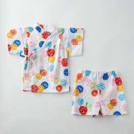 甚平 子供 水風船柄 白 カラフル 80cm 90cm 95cm セパレート パンツタイプ 女の子 日本製 高品質 安心 安全 保育園 幼稚園 園児 幼児 夏祭り お祭り 花火 夏 半袖 プレゼント ギフト 贈り物 送料無料