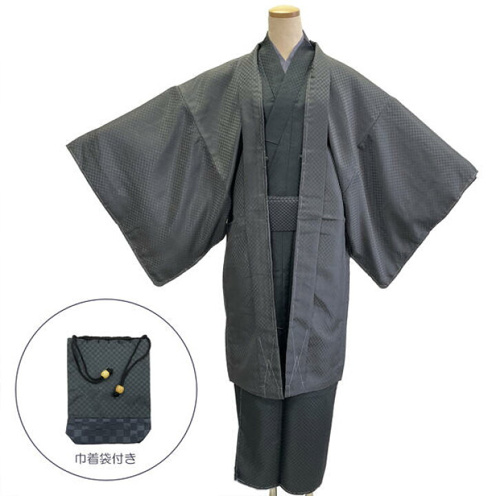 楽天市場】着物 羽織 セット アンサンブル No.05 グレー Mサイズ 