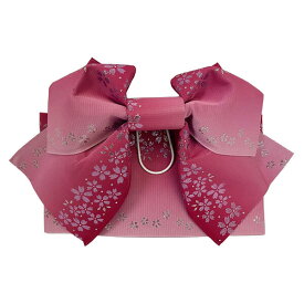 作り帯 付け帯 No.12 ピンク 濃いピンク 小桜 軽装帯 結び帯 浴衣帯 レディース 女性 大人用 在庫処分品 【宅配便】
