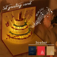 バースデーカード 音楽 (y13#) 当日発送 3color 誕生日カード 音楽とライト付き グリーティングカード 立…
