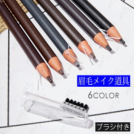 CS180# アイブローペンシル 6type アイブロウ ペンシル カラーペンシル ブラシ付き まつげ ティント 眉ティント 日本国内 当日発送 眉毛 ポイント消化 アイブロウ ブラシ