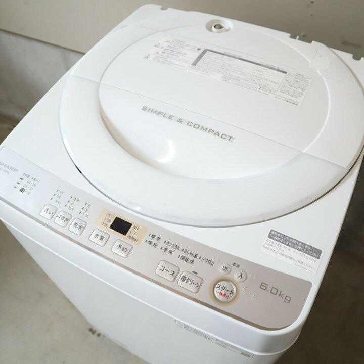 楽天市場】【中古】シャープ 全自動洗濯機 ES-GE6C-W 洗濯容量6kg 風 