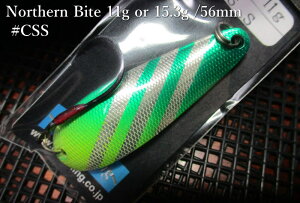 �m�[�U���o�C�g 11g /56mm�@#CSS �`���[�g�V���o�[�X�g���C�v�@�@���A�[�g�t�B�b�V���O ArtFishing���@���l�C�e�B�u ���A�[�t�B�b�V���O�p �X�v�[���@��NorthernBite Spoon 11g�@�`�w�r�[�E�F�C�g�X�v