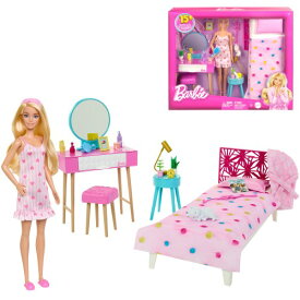バービー かわいいピンクなベッドルームおもちゃ こども 子供 女の子 人形遊び 3歳