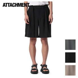 【お買い物マラソン限定！ポイント5倍&限定クーポン配布中】ATTACHMENT アタッチメント PE CONPACT TWILL BELTED SHORTS PE コンパクト ツイル ベルテッド ショーツ ブラック(930) グレー(920) ベージュ(820)