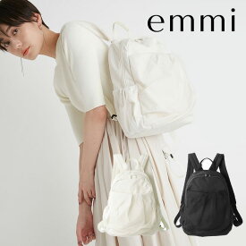 emmi エミ アトリエ eco 撥水メッシュミニギャザーボディーバックパック ブラック アイボリー