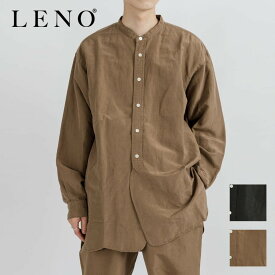 LENO リノ BAND COLLAR SHIRT バンドカラーシャツ ブラック ブラウン