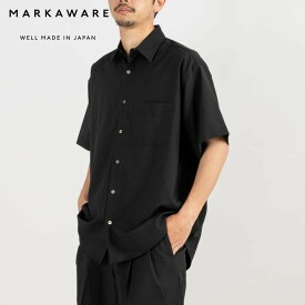 【スーパーセール限定！ポイント5倍&クーポン配布中】MARKAWARE マーカウェア COMFORT FIT SHIRT S/S - ORGANIC WOOL 2/80 TROPICAL コンフォートフィットシャツ S/S - オーガニックウール2/80トロピカル ブラック チャコール ブルーグレー