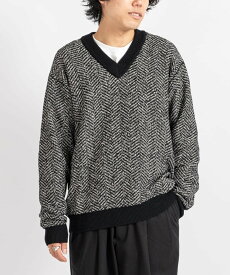 【セール40%OFF】【WRAPINKNOT ラッピンノット 】グランジ ヘリンボーン Vネック プルオーバー Grange herringbone V-neck pullover WK323-MPO06 トップス ニット トップス ニット