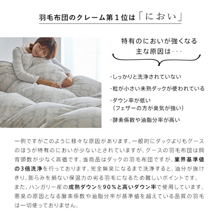 楽天市場】羽毛布団 ハンガリーホワイトダック90％ 370DP 洗える 