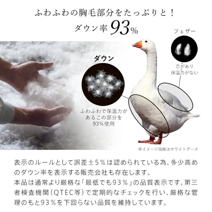 楽天市場】羽毛布団 ハンガリーホワイトダック93％ 400DP 洗える 