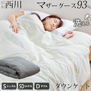 西川 ダウンケット マザーグース 羽毛 洗える 肌掛け布団 シングル セミダブル ダブル マザーホワイトグースダウン93% 420dp グース 肌掛け 羽毛肌 昭和西川 日本製 立体キルト