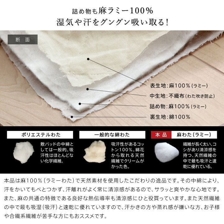 楽天市場】【7/1限定！クーポンで11％OFF】麻 敷きパッド ラミー