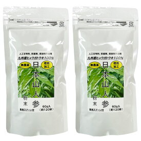 【P10倍】日本山人参粉末 60g 専用スプーン付 2個セット 国産ヒュウガトウキ乾燥粉末 健康食品茶 薬のイワイ