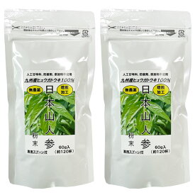 日本山人参粉末 60g 専用スプーン付 2袋セット 国産ヒュウガトウキ乾燥粉末 健康食品茶 イワイ薬局